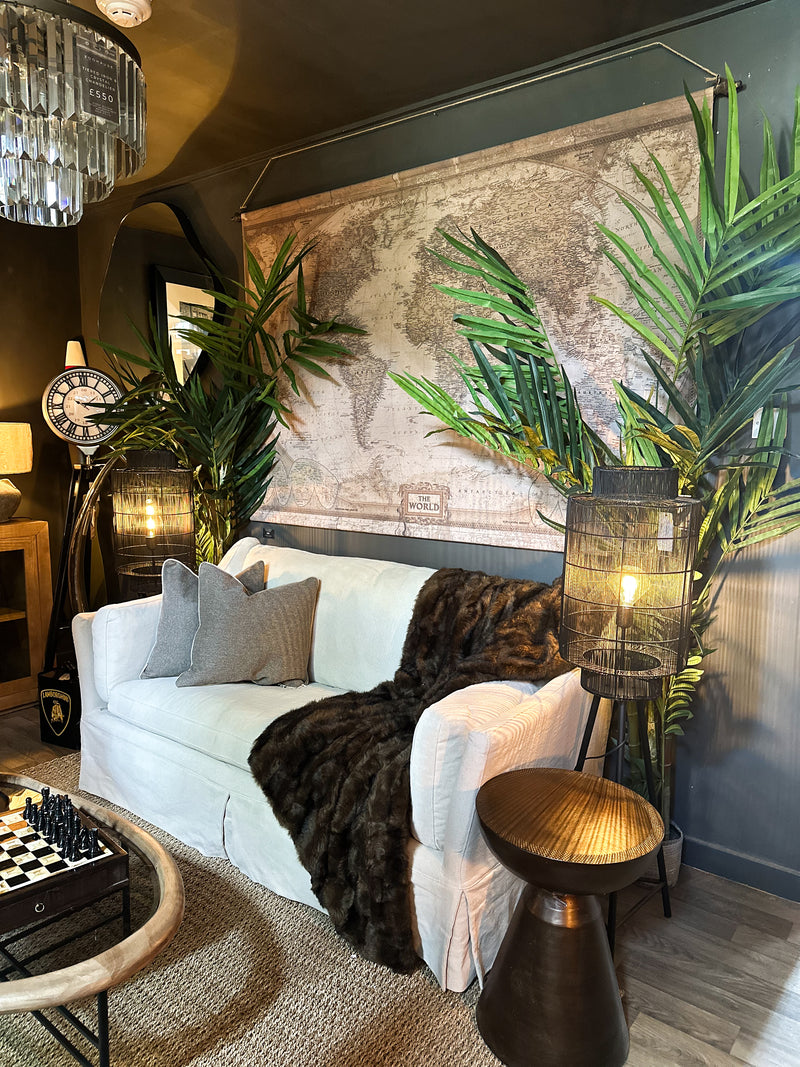 Two Seater Beige Linen Sofa