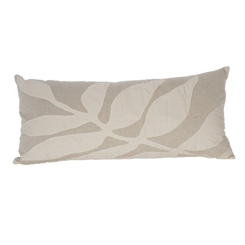 Neutral Leaf Patterned Cushion 90x40cm