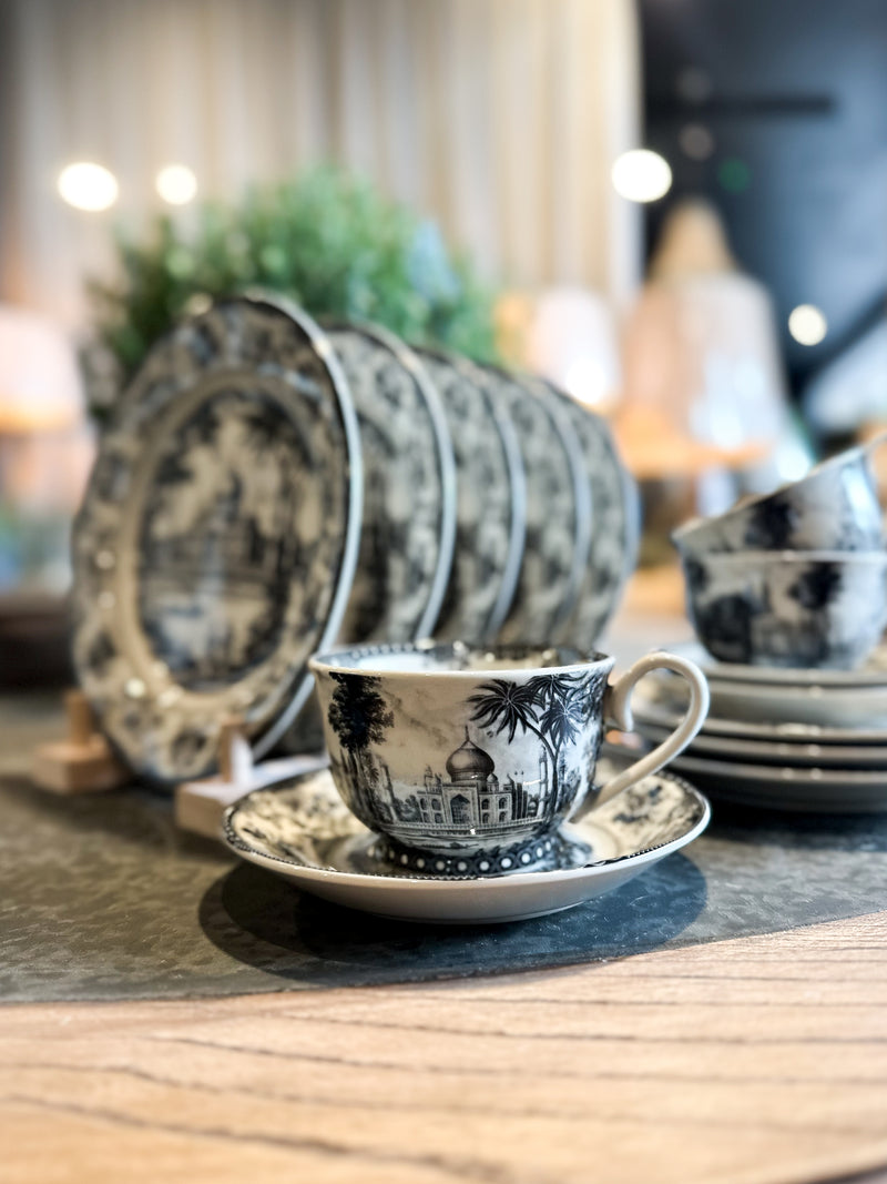 Aged Chinoiserie Printed Cup & Saucer