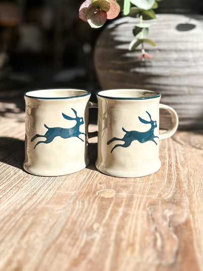 Beige Stoneware Hare Print Mug