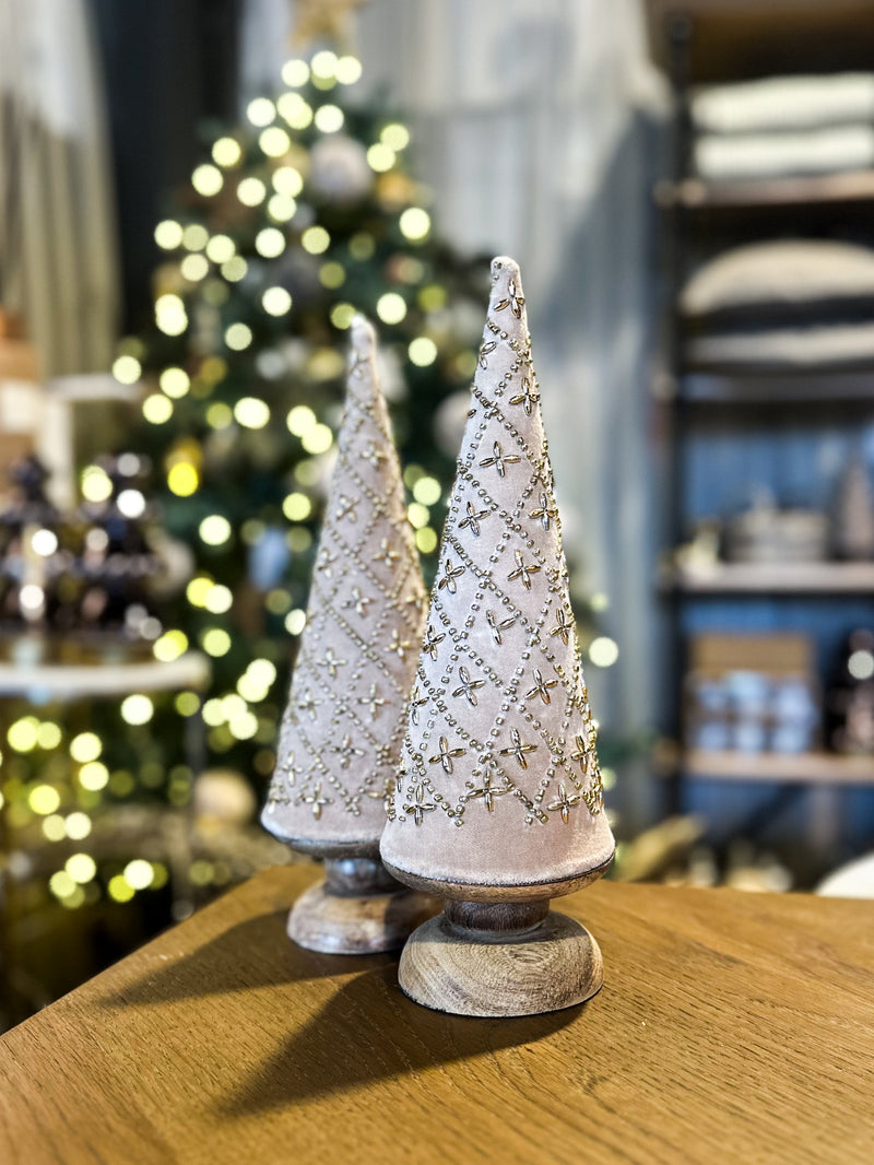 Natural Fabric Gold Beadwork Tree