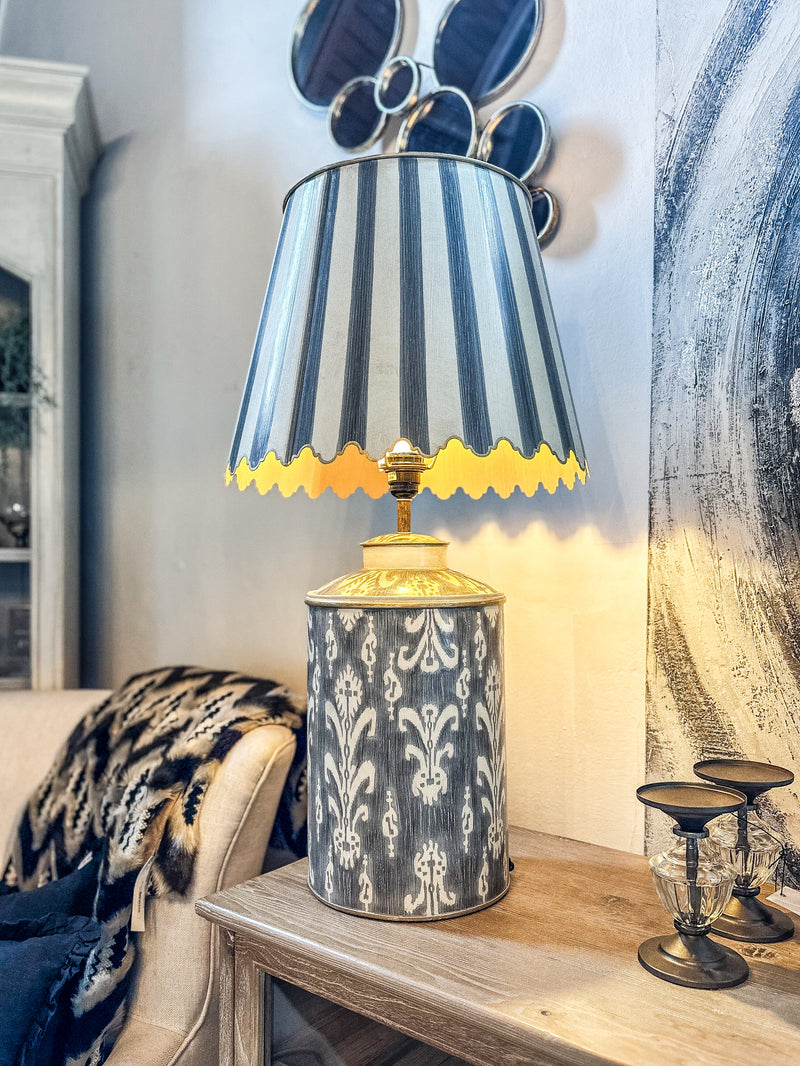 Ivory/Grey Pattern Table Lamp