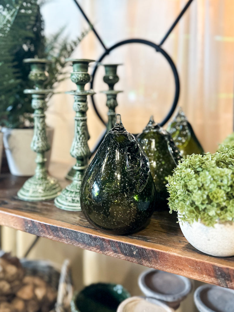 Green Glass Pear Ornament