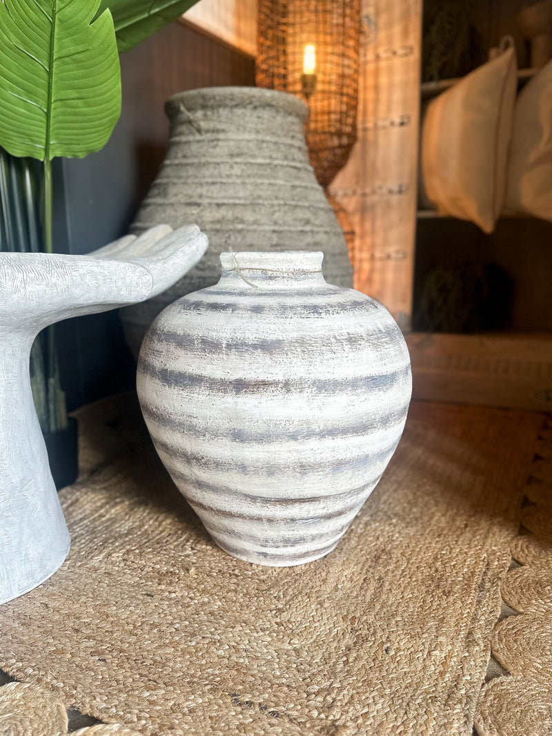 Large Neutral Stripe Amfora Vase