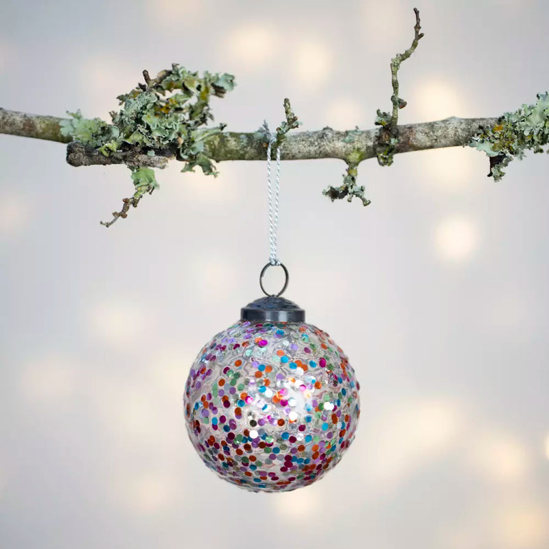 Round Multicolour Confetti Bauble