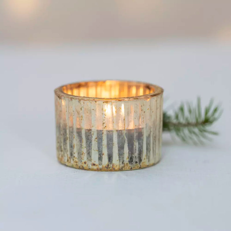 Small Antique Silver Ribbed Votive