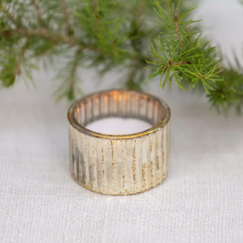 Small Antique Silver Ribbed Votive
