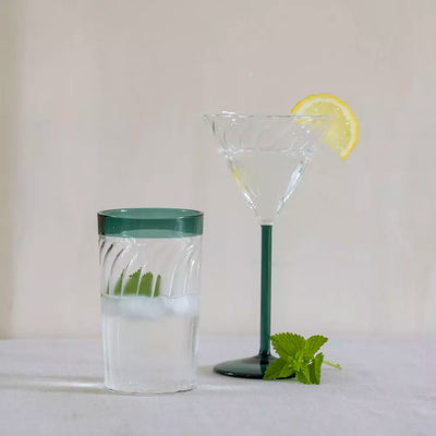 Deco Swirl Green Cocktail Glass