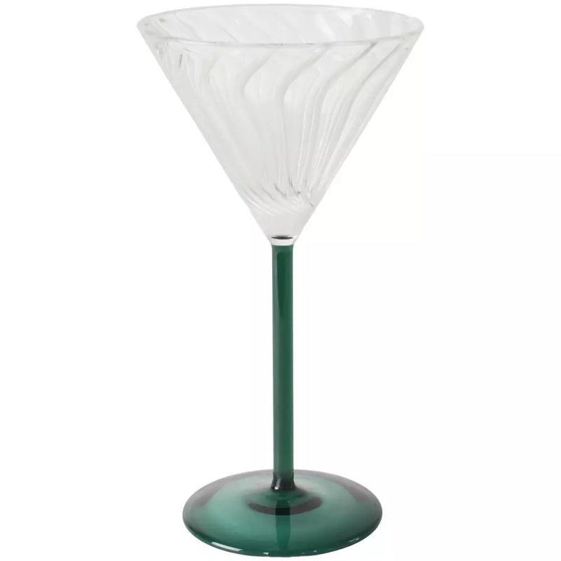 Deco Swirl Green Cocktail Glass