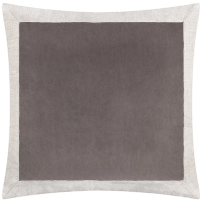 50x50cm Taupe Linen Velvet Cushion With Cream Border