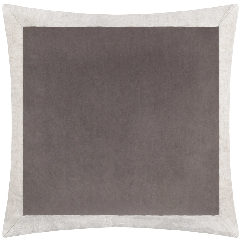 50x50cm Taupe Linen Velvet Cushion With Cream Border