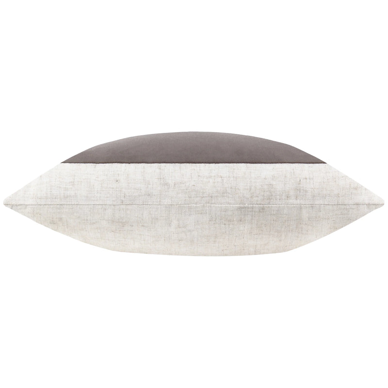 50x50cm Taupe Linen Velvet Cushion With Cream Border