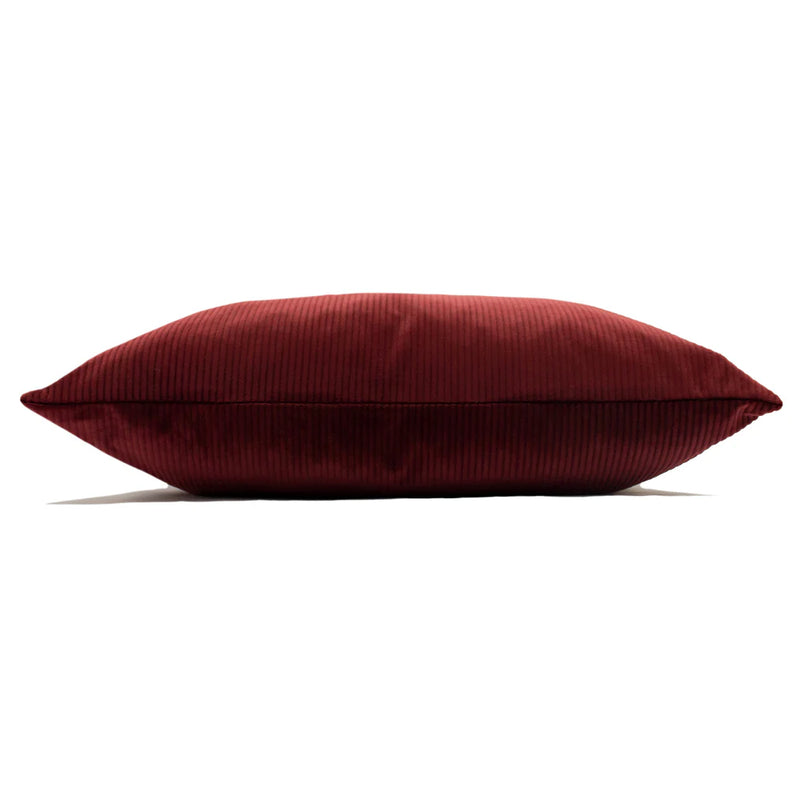 Ribbed Deep Red Velvet Cushion 45x45cm