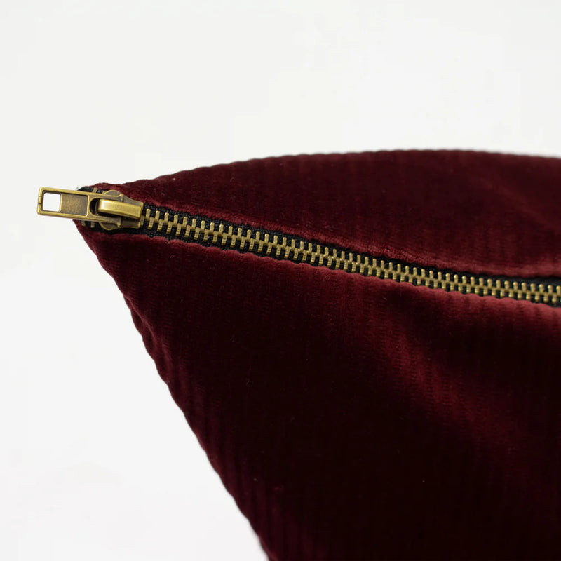 Ribbed Deep Red Velvet Cushion 45x45cm