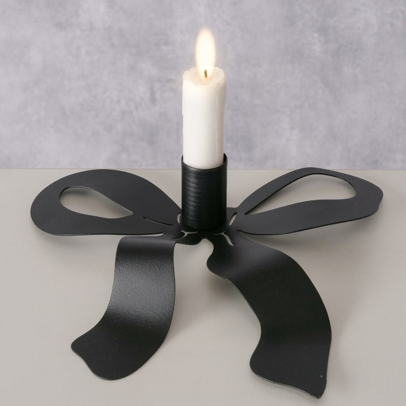 Matte Black Bow Candle Holder