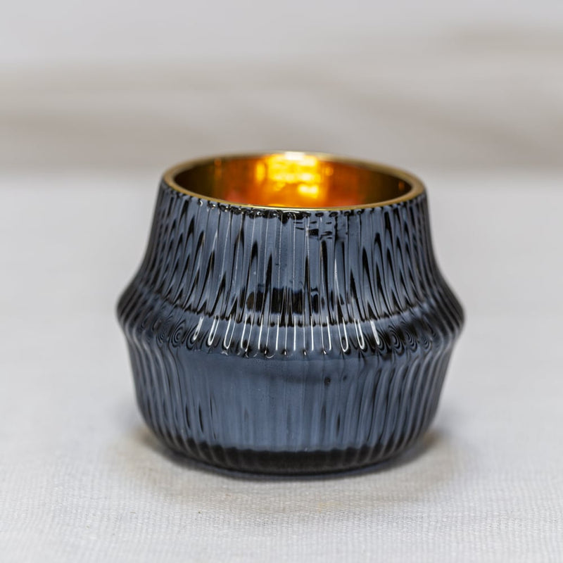 Ink Blue Ribbed Votive