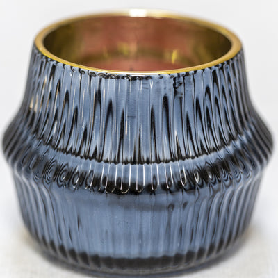Ink Blue Ribbed Votive