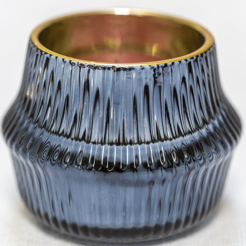 Ink Blue Ribbed Votive