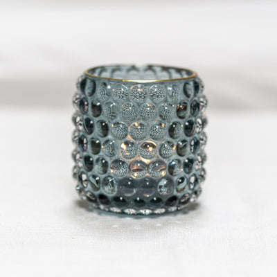 Tall Soft Blue Bubble Glass Votive