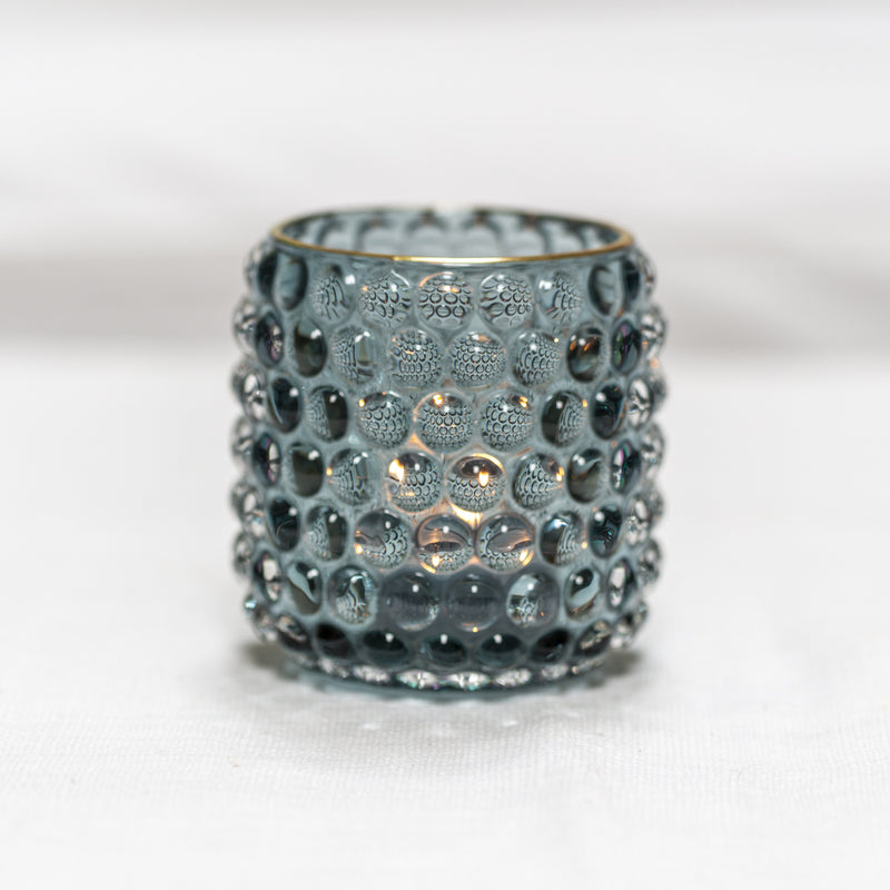 Tall Soft Blue Bubble Glass Votive