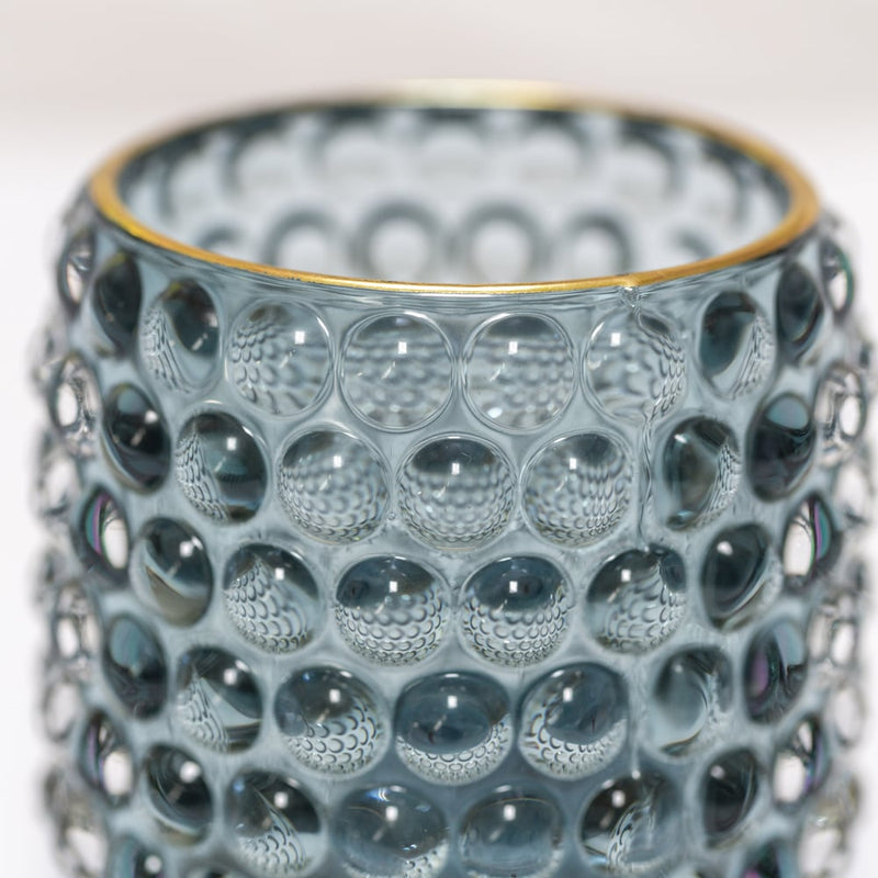 Tall Soft Blue Bubble Glass Votive