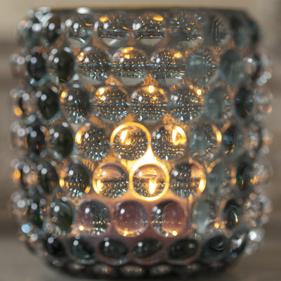 Tall Soft Blue Bubble Glass Votive