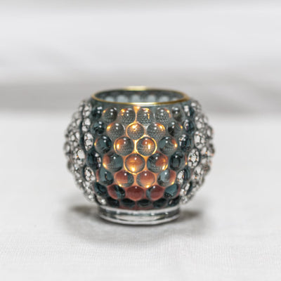 Medium Soft Blue Bubble Glass Votive