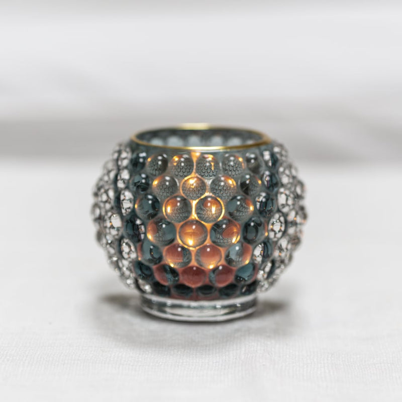 Medium Soft Blue Bubble Glass Votive