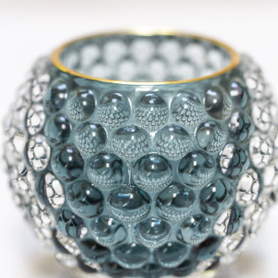 Medium Soft Blue Bubble Glass Votive