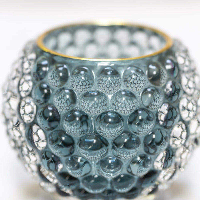Medium Soft Blue Bubble Glass Votive