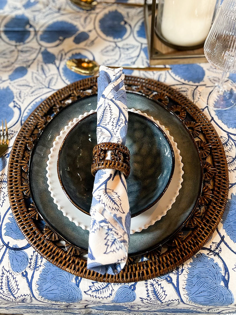 Set of 4 Blue Block Napkins