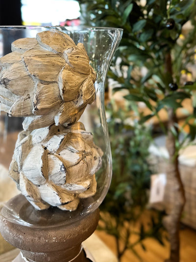 Distressed White Wash Artichoke Ornament