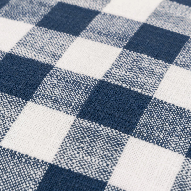 Navy Check Fringed Cushion