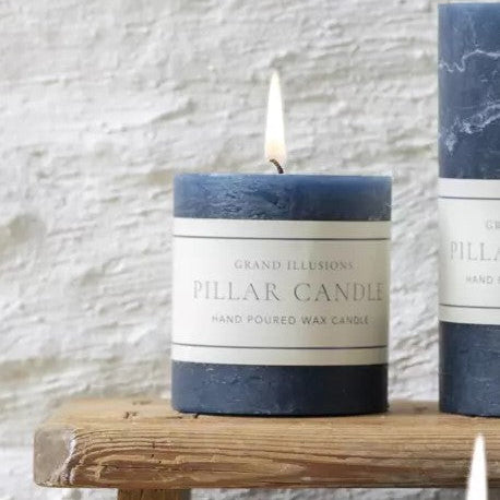 Rustic Inky Blue Candle 7x7.5cm