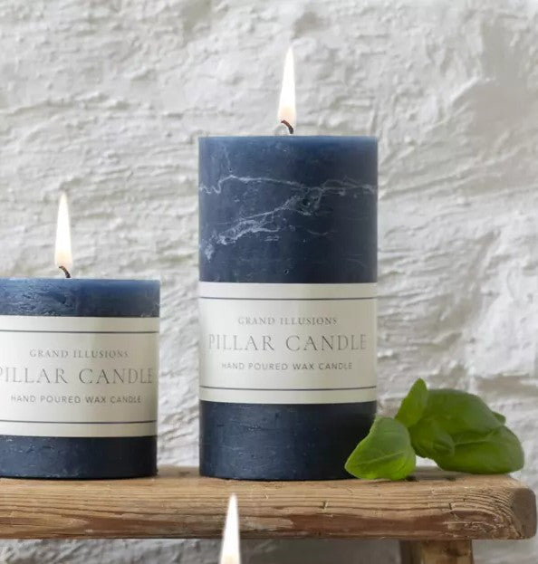 Rustic Inky Blue Candle 7x13cm