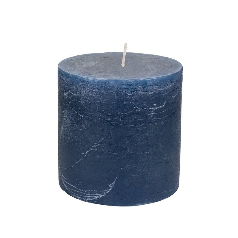 Rustic Ink Blue Candle 10x10cm