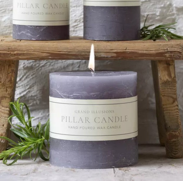 Rustic Light Grey Candle 10x10cm