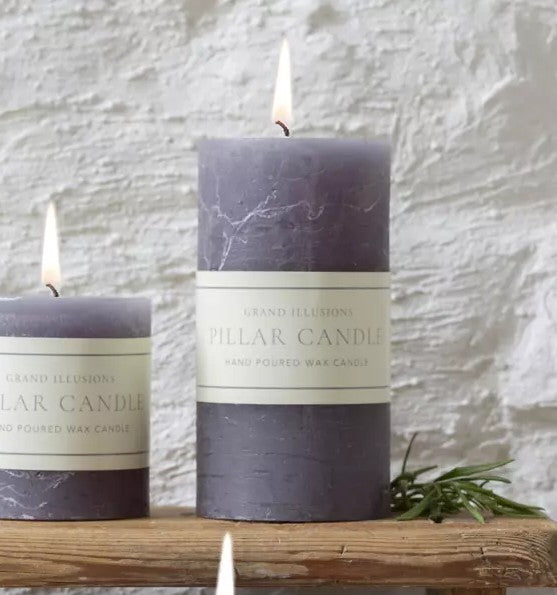 Rustic Light Grey Candle 7x13cm