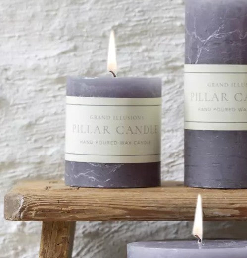 Rustic Light Grey Candle 7x7.5cm