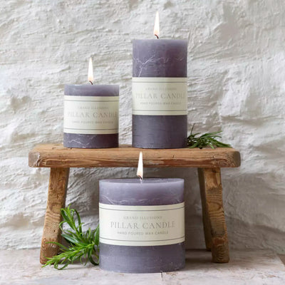 Rustic Light Grey Candle 7x13cm