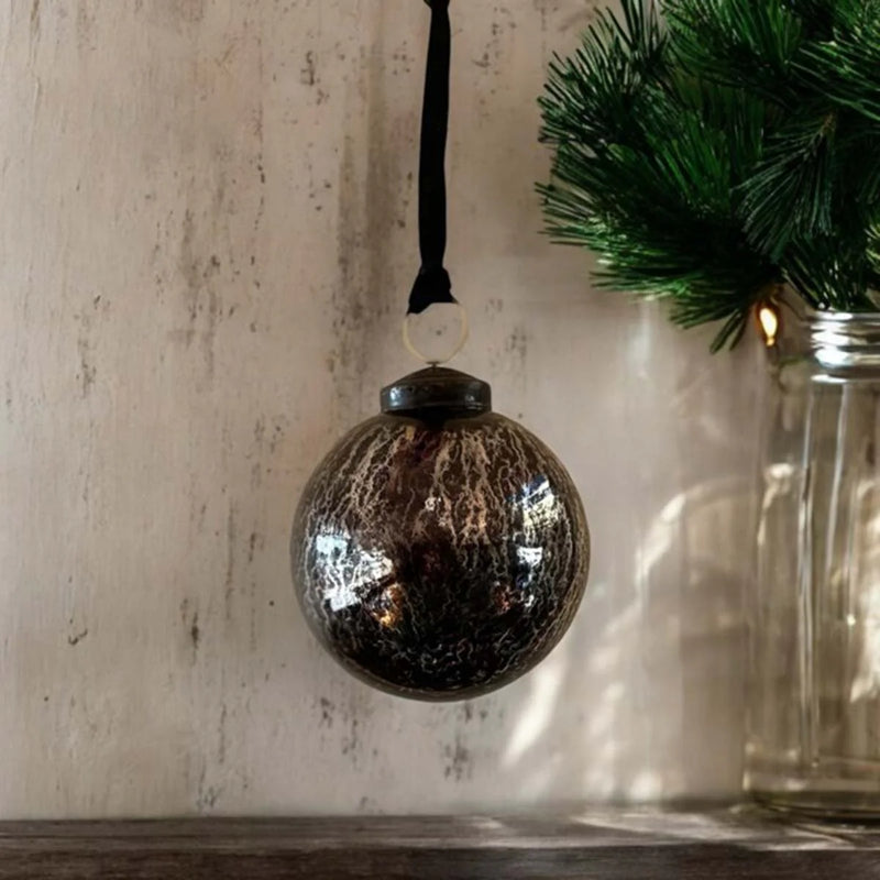 Crackle Shiny Silver Bauble