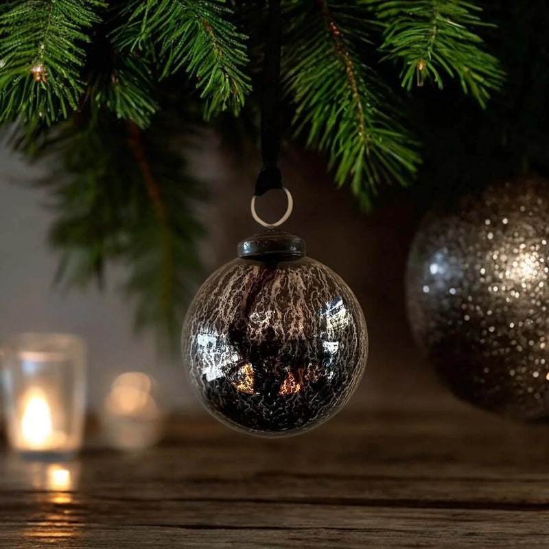 Crackle Shiny Silver Bauble