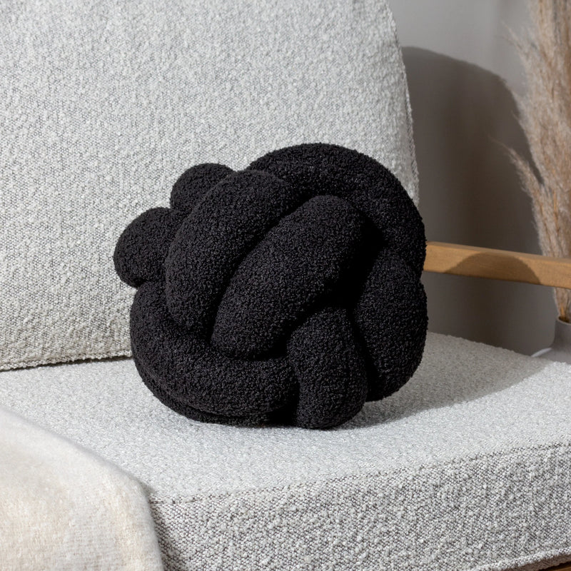 Black Boucle Knot Cushion