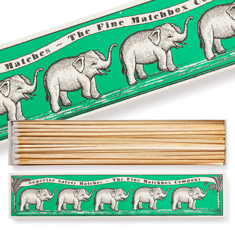 Green Elephants Long Print Luxury Matches