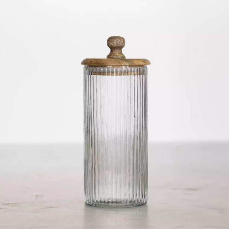 Tall Ribbed Jar With Lid