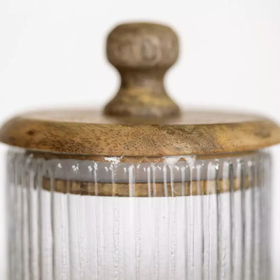 Tall Ribbed Jar With Lid