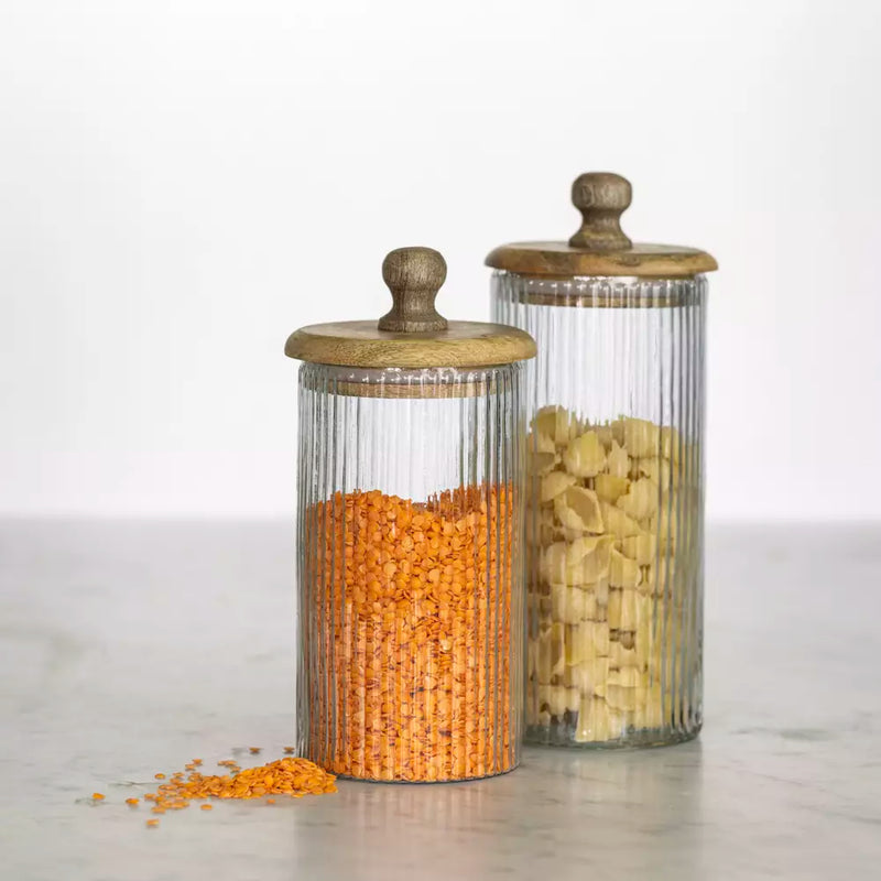 Ribbed Jar With Lid