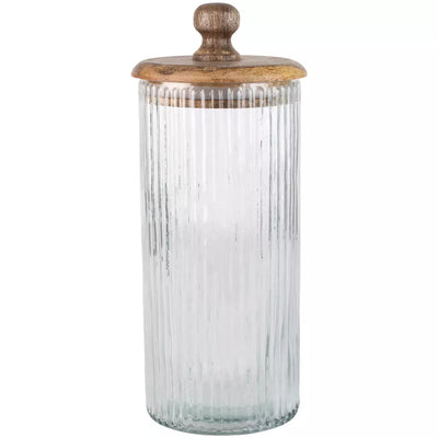 Tall Ribbed Jar With Lid