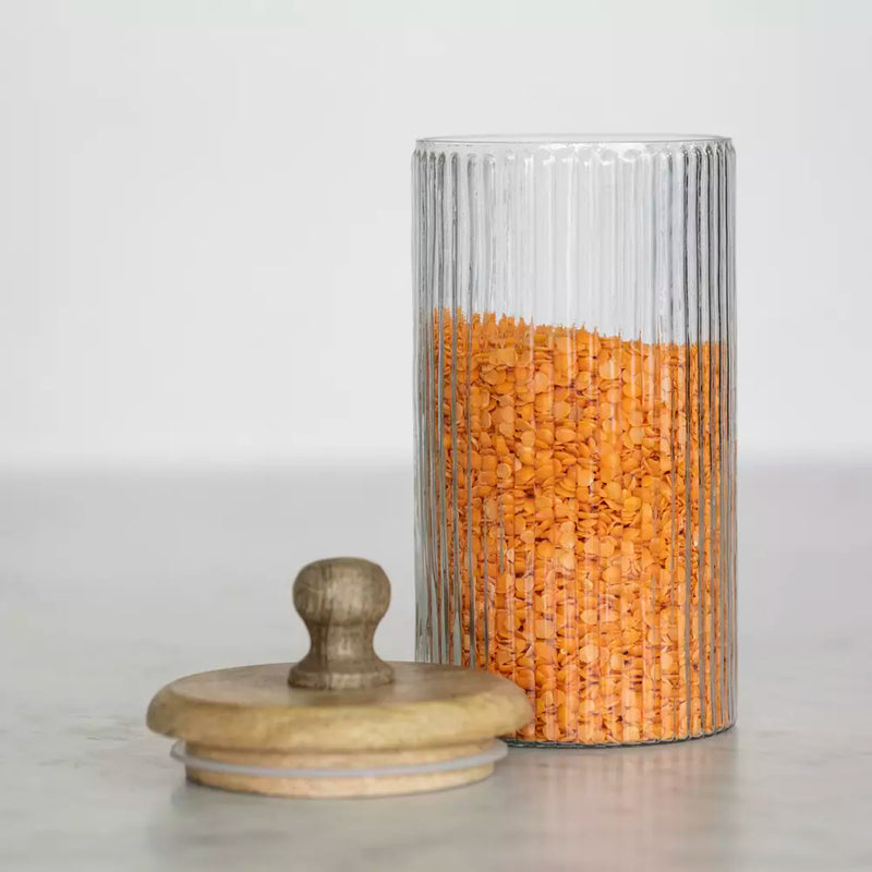 Ribbed Jar With Lid