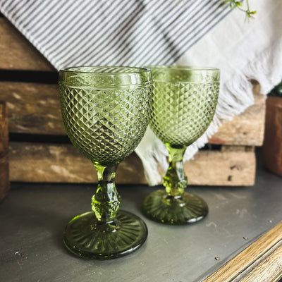 Olive Textured Wine Glass